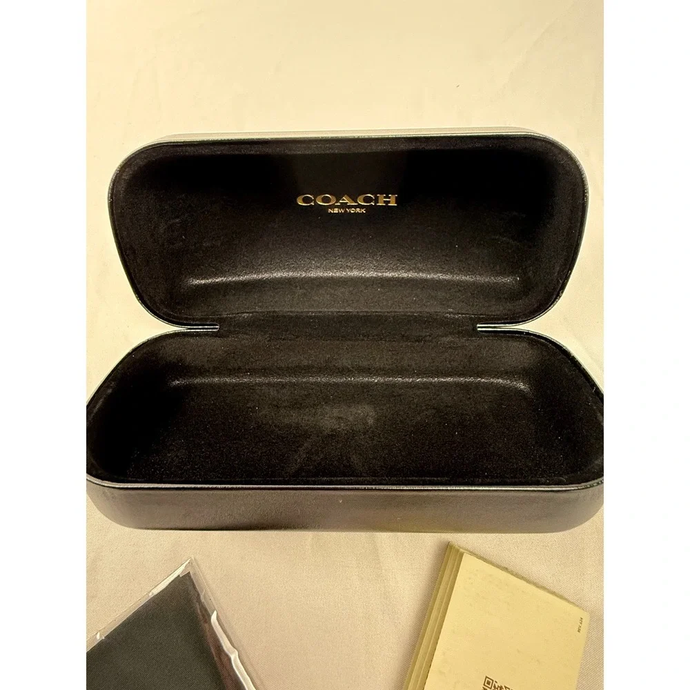 Coach Black Hard Sunglasses Case‎ with Cleaning Cloth and Care Booklet Luxottica